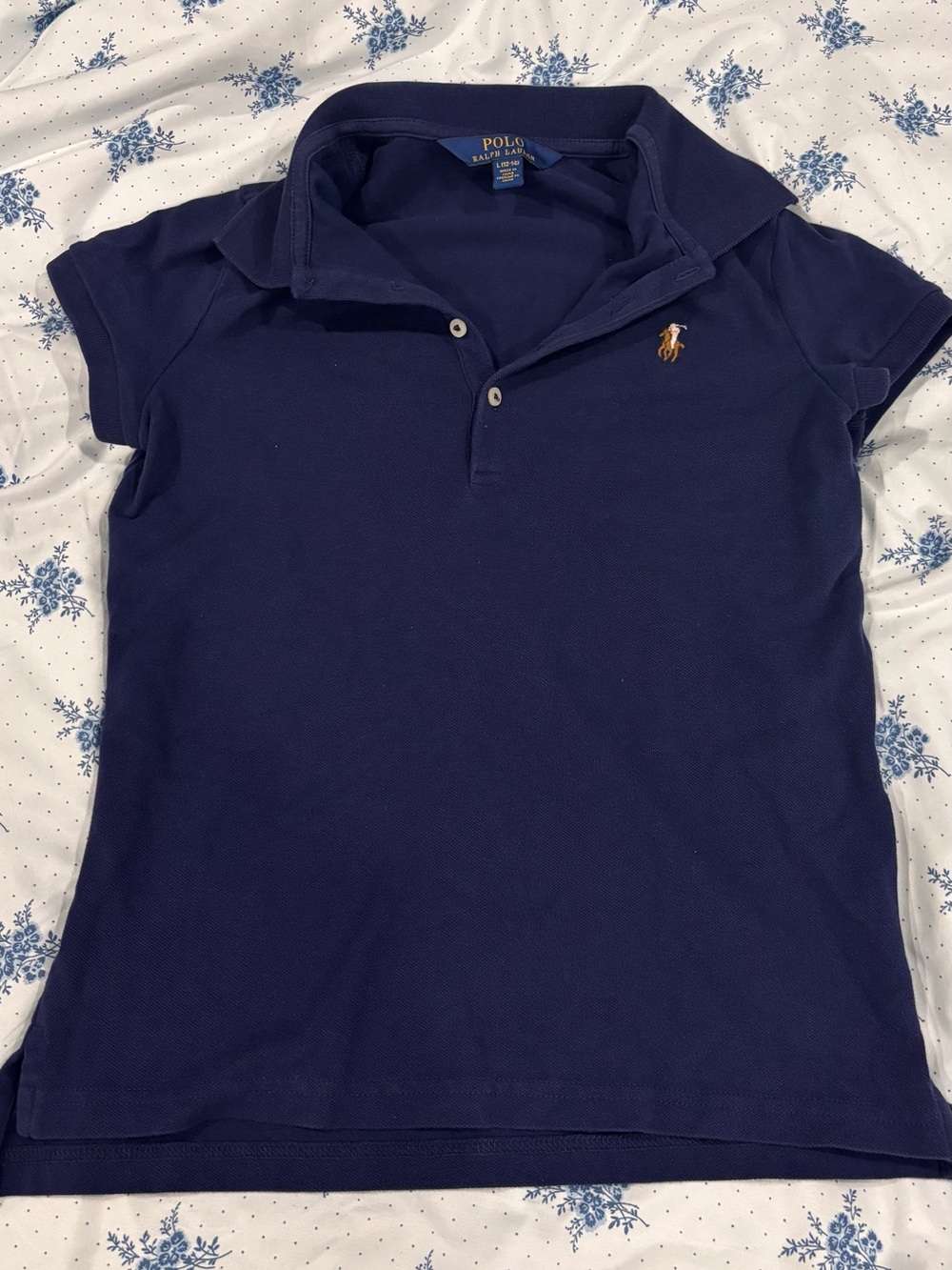 Polo by Ralph Lauren Navy Short Sleeve Girls Polo with Pony Logo